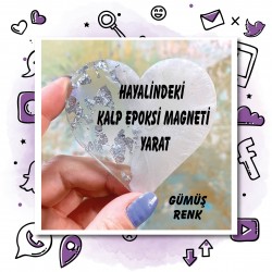 01 - Kalp  Epoksi  Magnet Tasarla (Gümüş)