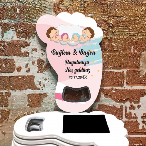 Ayak Açacaklı Magnet 4019 - İkiz Kardeş Teması - Yaren Davetiye