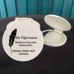 Ayna 020 - Yuvarlak - Öğretmenler Günü Hatırası Baskılı Hediyelik Cep Aynası