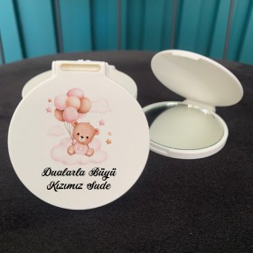 Ayna 029 Yuvarlak - Sevimli Ayıcık Baskılı Bebek Hediyelik Cep Aynası