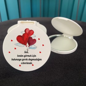 Ayna 040 Yuvarlak - 14 Şubat Sevgililer Günü Hediyelik Cep Aynası