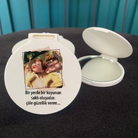 Ayna 043  Yuvarlak - Up Yukarı Bak Karakteri, 14 Şubat Sevgililer Günü Hediyelik Cep Aynası