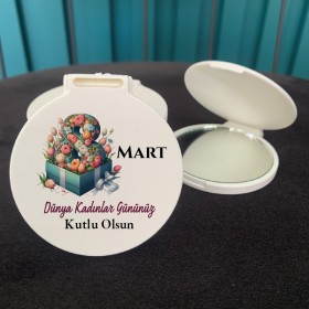 Ayna 046 Yuvarlak -  8 Mart Kadınlar Günü Baskılı Hediyelik Cep Aynası