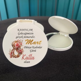 Ayna 048 Yuvarlak -  8 Mart Kadınlar Günü Baskılı Hediyelik Cep Aynası