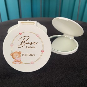 Ayna 050 Yuvarlak - Sevimli Ayıcık Tasarımlı Hediyelik Cep Aynası