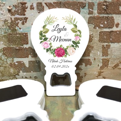 Balon Açacaklı Magnet 0114 - Çiçekli Nikah Hatırası Hediyelik