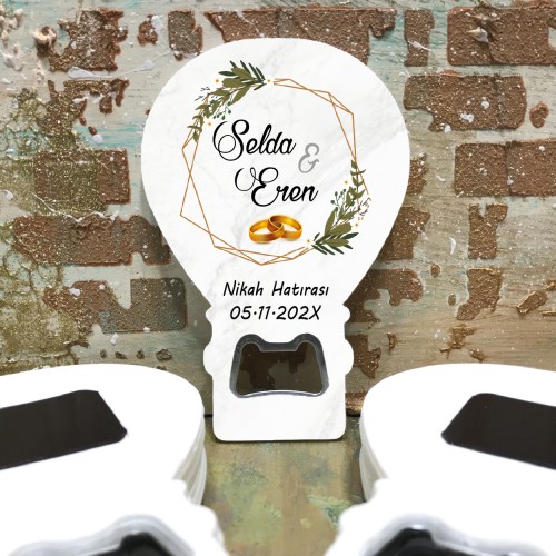 Balon Açacaklı Magnet 0120 - Yüzüklü Nişan Hatırası Hediyesi - Yaren Davetiye