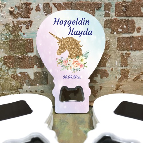 Balon Açacaklı Magnet 127 - Unicornlu Hediyelik Magnet - Yaren Davetiye