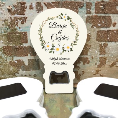 Balon Açacaklı Magnet 0185 - Papatya Tasarımı Nikah Hatırası Hediyesi