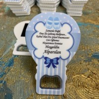 Balon Açacaklı Magnet 200 - Mavi Fiyonklu Yenidoğan Magnet
