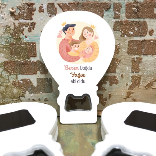 Balon Açacaklı Magnet 201 - Aile Doğum Günü Hediyelik Magnet - Yaren Davetiye