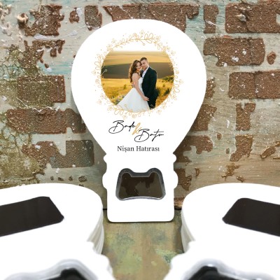 Balon Açacaklı Magnet 0206 - Fotoğraflı Nişan, Söz, Nikah, Düğün Hediyelik