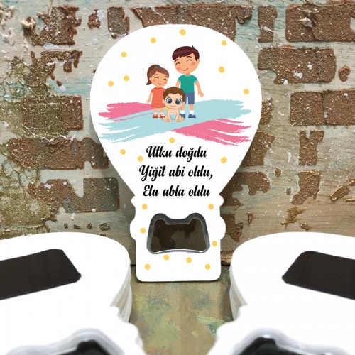 Balon Açacaklı Magnet 236 - Kardeş Temalı Magnet - Yaren Davetiye