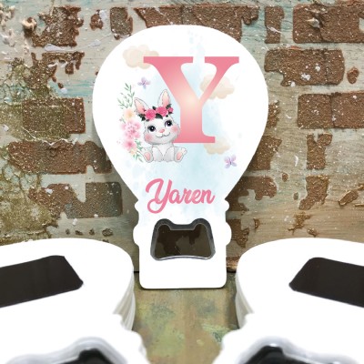 Balon Açacaklı Magnet 253 - Sevimli Tavşan Harf Tasarım