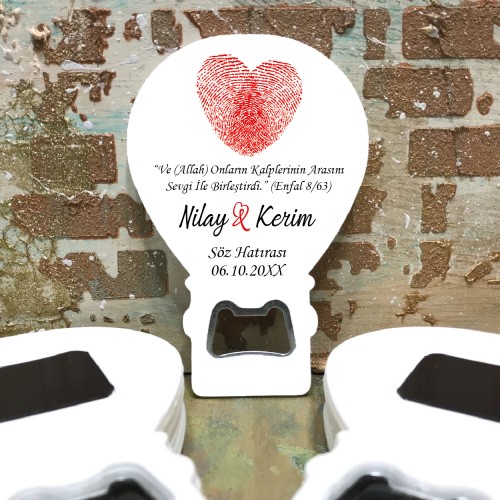 Balon Açacaklı Magnet 0323 - Parmak İzi Kalpli Hediyelik Magnet - Yaren Davetiye