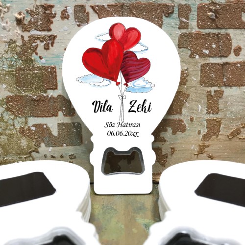 Balon Açacaklı Magnet 0327 - Kalp Balonlu Hediyelik Magnet - Yaren Davetiye