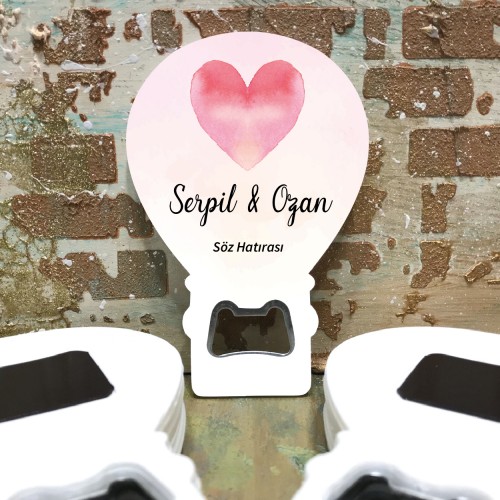 Balon Açacaklı Magnet 0329 - Kalpli Hediyelik Magnet - Yaren Davetiye