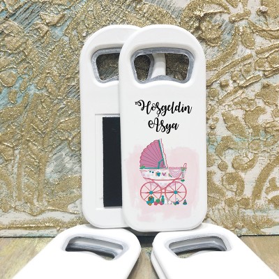 Dikdörtgen Açacaklı Magnet 1086 - Yenidoğan Kız Bebek Hediyelik Magnet