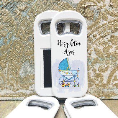 Dikdörtgen Açacaklı Magnet 1087 - Yenidoğan Erkek Bebek Hediyelik Magnet