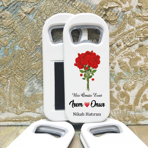 Dikdörtgen Açacaklı Magnet 01130 - - Söz, Nişan, Nikah Hediyelik Magnet - Yaren Davetiye