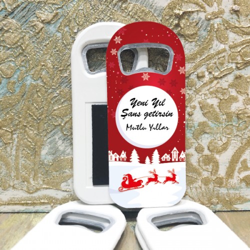 Dikdörtgen Açacaklı Magnet 01150 - Mutlu Yıllar - Yılbaşı - Yeni Yıl Tasarım Hediyelik Magnet