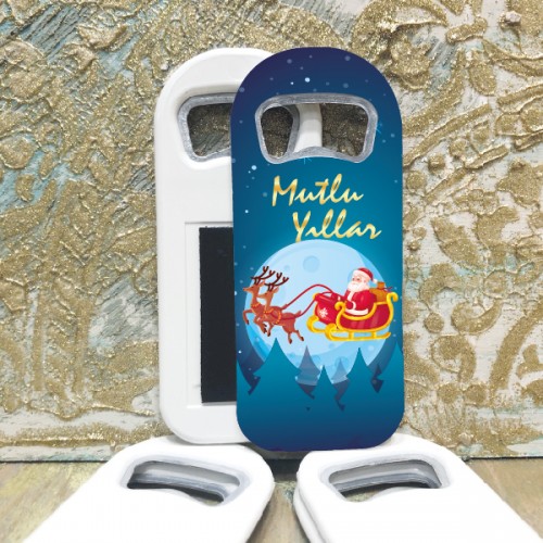 Dikdörtgen Açacaklı Magnet 01151 - Mutlu Yıllar - Yılbaşı - Yeni Yıl Tasarım Hediyelik Magnet - Yaren Davetiye