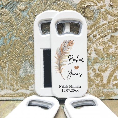 Dikdörtgen Açacaklı Magnet 1154 - Düğün, Nişan, Söz Hediyelik Magnet - Yaren Davetiye