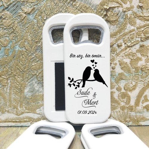 Dikdörtgen Açacaklı Magnet 02005 - Kuşlu Hediyelik Magnet - Yaren Davetiye