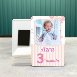 Dikdörtgen 500-3 Yaş Magnet - Fotoğraflı Doğum Günü Yaş Magneti
