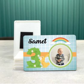 Dikdörtgen 505-3 Yaş Magnet - Fotoğraflı Gökkuşağı Tasarımlı Doğum Günü Yaş Magneti