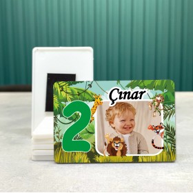 Dikdörtgen 511-2 Yaş Magnet - Fotoğraflı Safari Tasarımlı Doğum Günü Yaş Magneti