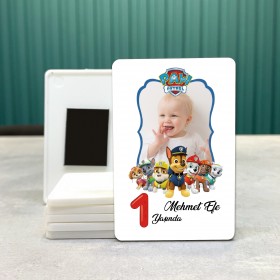 Dikdörtgen 517-1 Yaş Magnet Fotoğraflı Paw Petrol Tasarımlı Doğum Günü Yaş Magneti