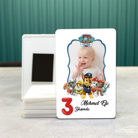 Dikdörtgen 517-3 Yaş Magnet Fotoğraflı Paw Petrol Tasarımlı Doğum Günü Yaş Magneti