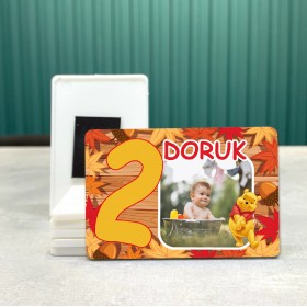 Dikdörtgen 526-2 Yaş Magnet Fotoğraflı Winnie The Pooh Tasarımlı Doğum Günü Yaş Magneti