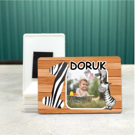 Dikdörtgen 528-1 Yaş Magnet Fotoğraflı Zebra Tasarımlı Doğum Günü Yaş Magneti
