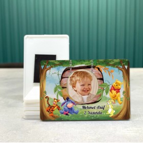 Dikdörtgen 605 Magnet Fotoğraflı Winnie The Pooh Tasarımlı Doğum Günü Yaş Magneti