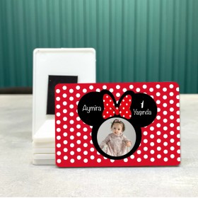 Dikdörtgen 607 Magnet Fotoğraflı Mickey Mouse Tasarımlı Doğum Günü Yaş Magneti