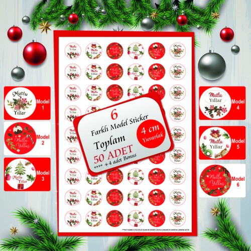 Yeni Yıl Sticker Yılbaşı Etiket - Yaren Davetiye
