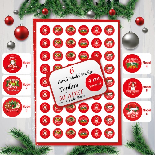 Yeni Yıl Sticker Yılbaşı Etiket - Yaren Davetiye