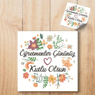 Kare Etiket 098  - Öğretmenler Günü Tasarım Sticker