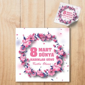 Kare Etiket 121 - 8 Mart Kadınlar Günü Tasarımı Sticker