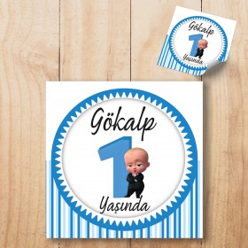 Kare Etiket 187 - Patron Bebek Tasarım Sticker