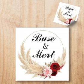 Kare Etiket 192 - Düğün, Nişan Tasarım Etiket