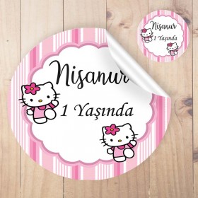 Yuvarlak Etiket 194 - Hello Kitty Tasarım