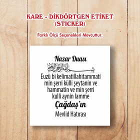 Kare Etiket 204 - Nazar Duası