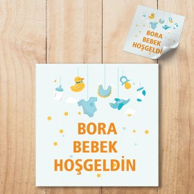 Kare Etiket 003 - Yeni Doğan Bebek Tasarım Sticker