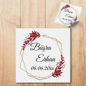 Kare Etiket 012 - Kına,Nişan, Düğün Hatırası Sticker