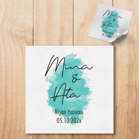 Kare Etiket 030 - Yeşil Nişan Hatırası Sticker