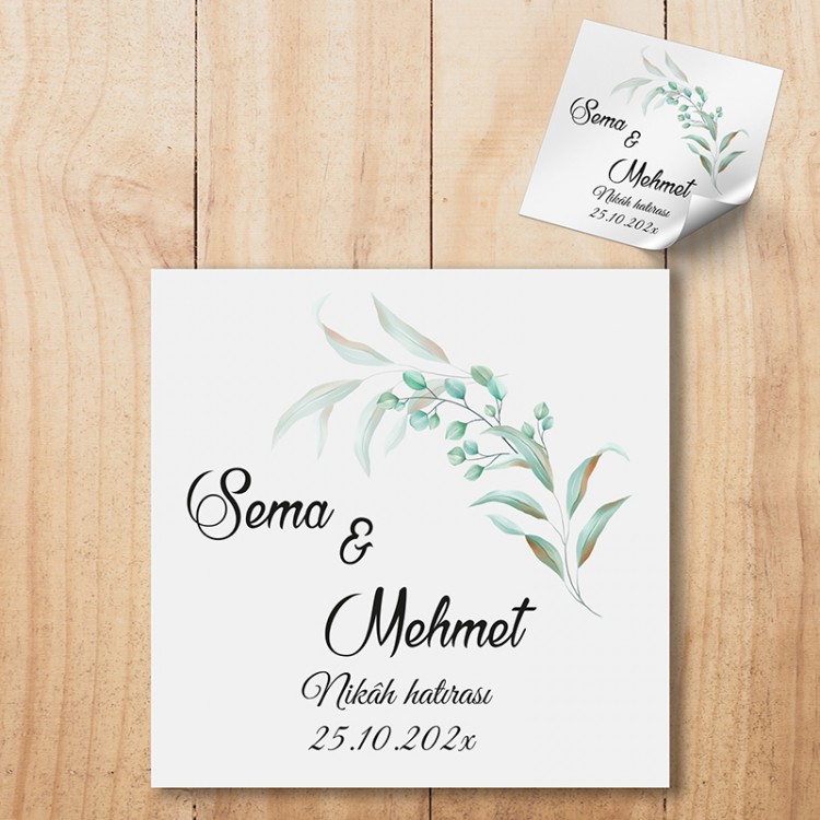 Kare Etiket 053 - Nişan,Düğün Hatırası Sticker