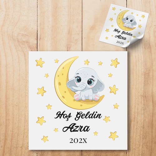 Kare Etiket 058 - Fil Tasarım Etiket - Yaren Davetiye